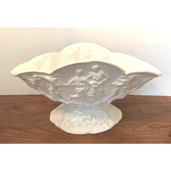 ELPA ALCOBACA Made in Portugal Ivory Large Centerpiece Vase Roman Theme - Picture 2 of 9